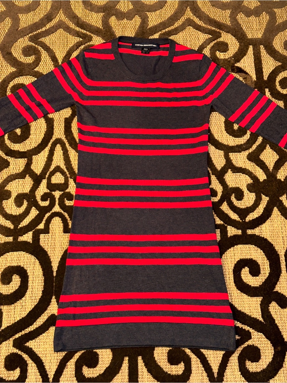 French Connection FCUK Striped Colorblock Sweater Dress Size 8 Medium